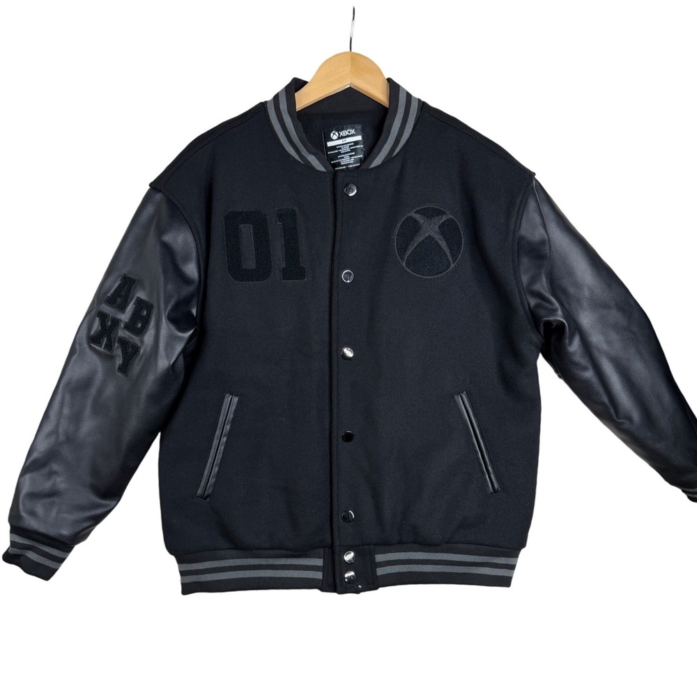 XBOX Varsity Jacket Leather Wool Unisex Letterman Baseball Video Game Lore sz S